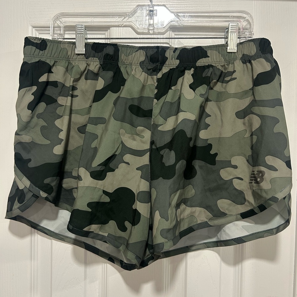 New Balance Green Athletic Shorts with Camo‎ Design